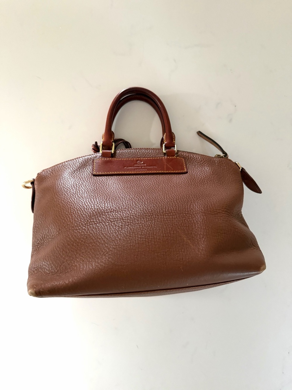 DOONEY & BOURKE•British tan pebble leather satchel crossbody bag - Picture 5 of 13